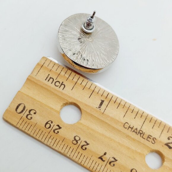 Avon Desert Sands Earrings Swirled Salmon Pink Ovals Stud - Picture 2 of 4